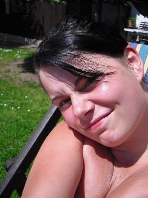 three girlfriends sunbathe in the yard with bare breasts. Part 2. Thumb 4