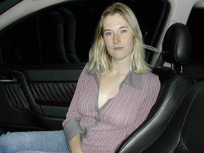 A blonde with a thin waist poses in front of her husband in the car and at home. Part 3. Thumb 2